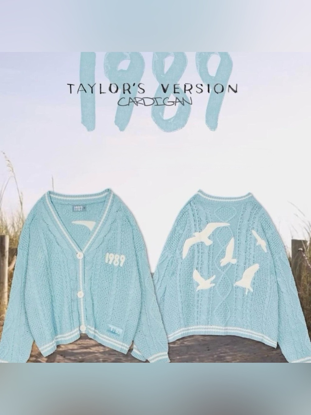 1989 Taylor Swift Taylors Version, Light Blue Cardigan Sweater XL/2XL